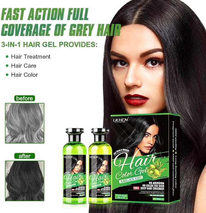 Lichen Professional Hair Color Gel Natural Black (Argan Oil)