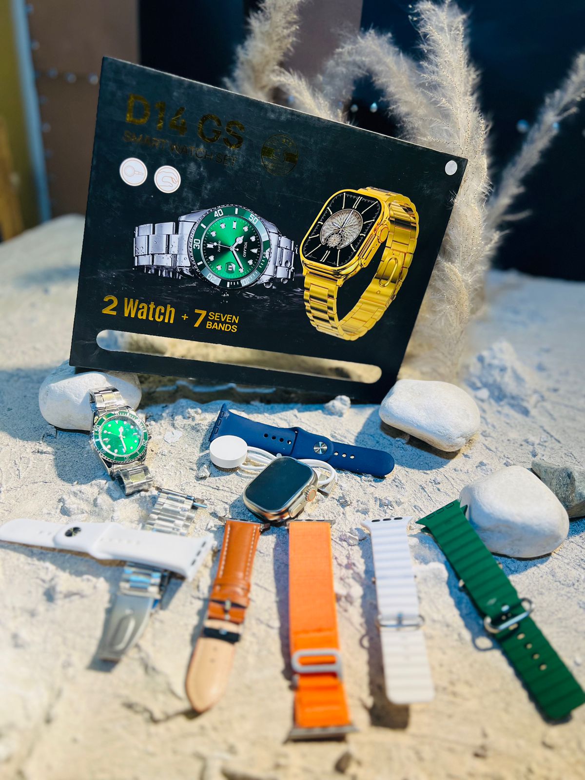 D14 GS Smart Watch set 2 watches with seven straps