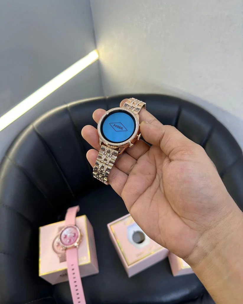 Gen9 Ladies Smartwatch with Diamond Strap HD Display 1.3 inch Screen, Bluetooth Calling, Dual Straps (Rose Gold)