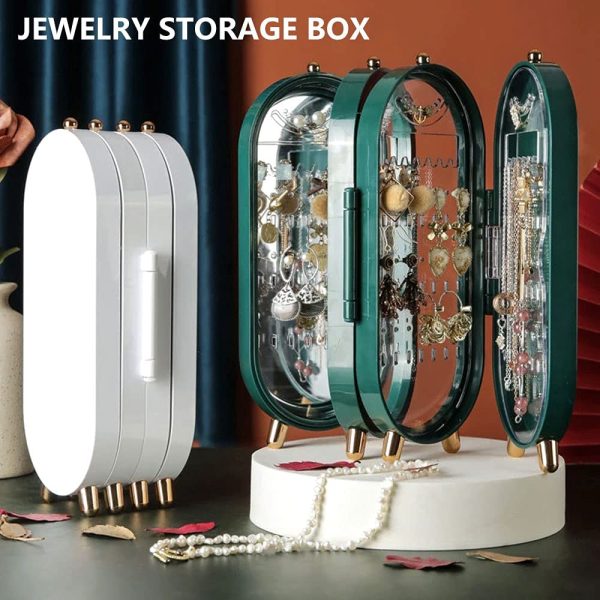 Screen Folding Jewelry Box | Jewelry Cabinet Organizer With Mirror (random Color)