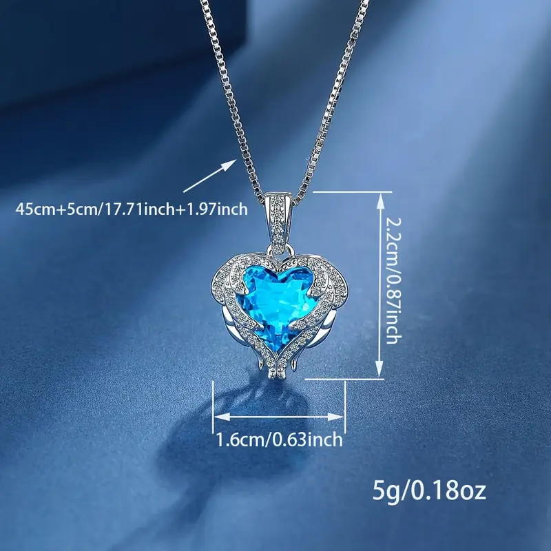 925  Silver Collarbone Fine Pendant Multicolor Heart Charm Necklace