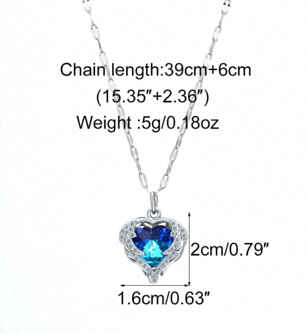 925  Silver Collarbone Fine Pendant Multicolor Heart Charm Necklace