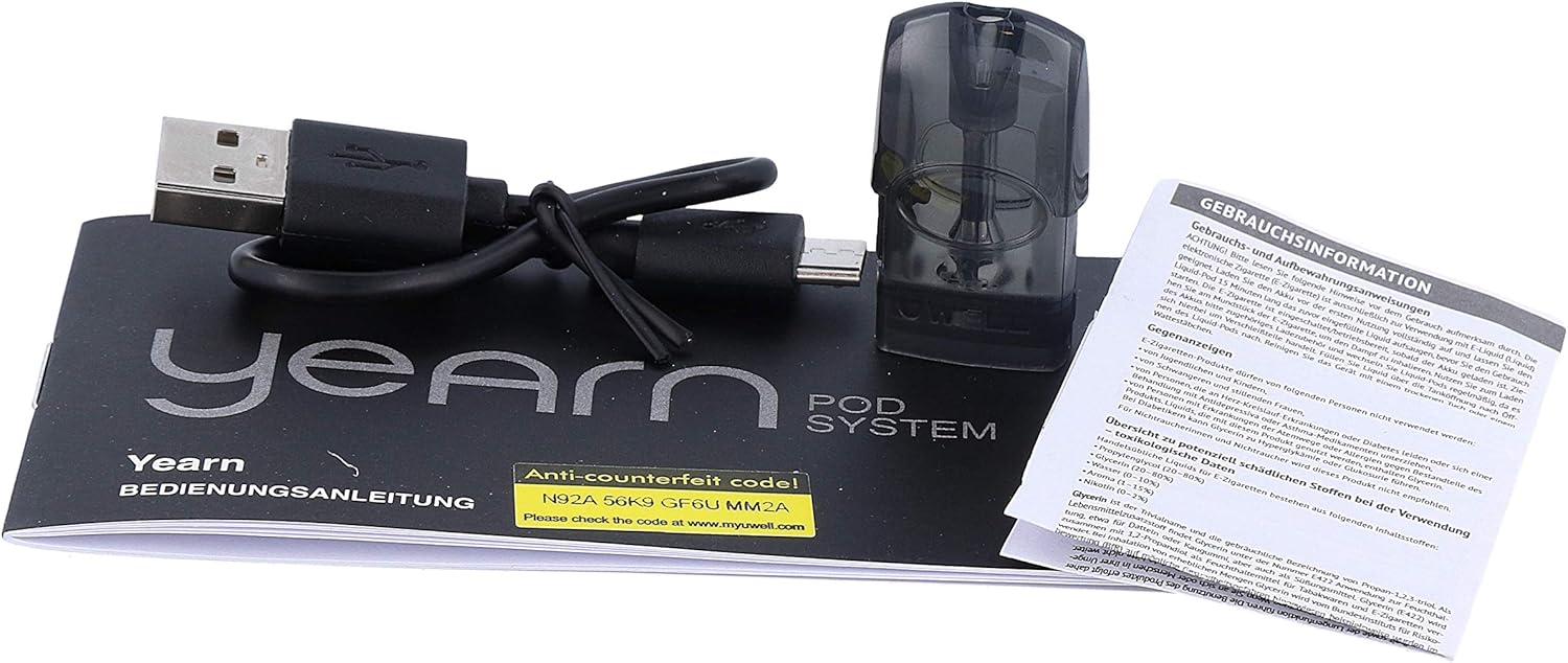 Uwell Yearn E-Cigarette Pod Kit - 370 mAh - Nicotine Free Black