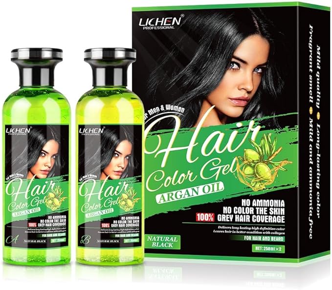 Lichen Professional Hair Color Gel Natural Black (Argan Oil)